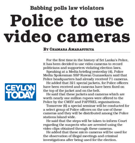 Police tu use video cameras